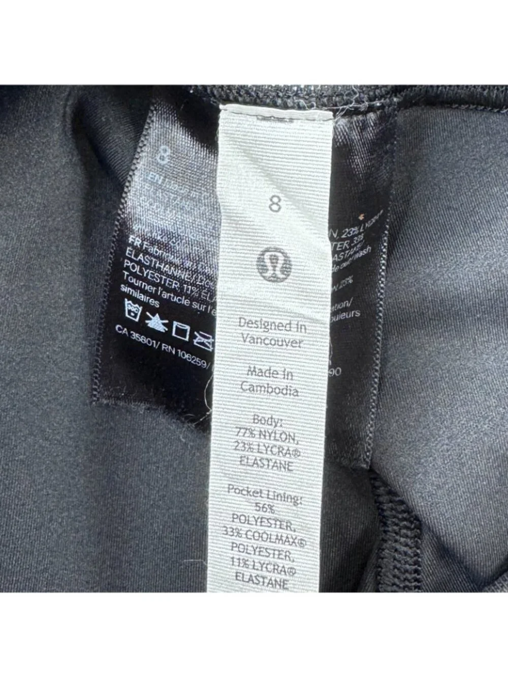 Lululemon Wunder Under Train Tight Legging Radiate Foil Black Womens 8
